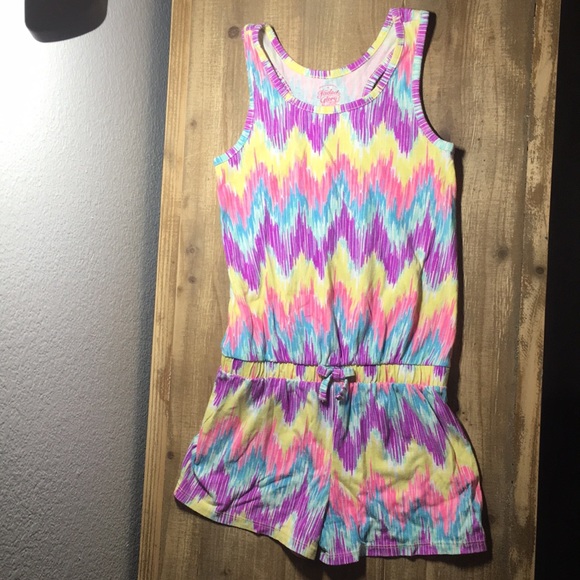 Girls multicolor Chevron romper - Picture 1 of 4